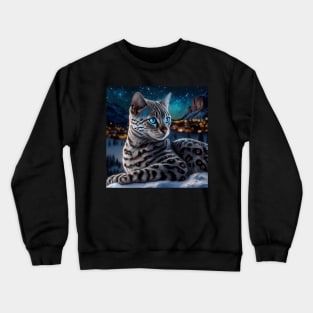 Bengal Cat In The Winter Crewneck Sweatshirt